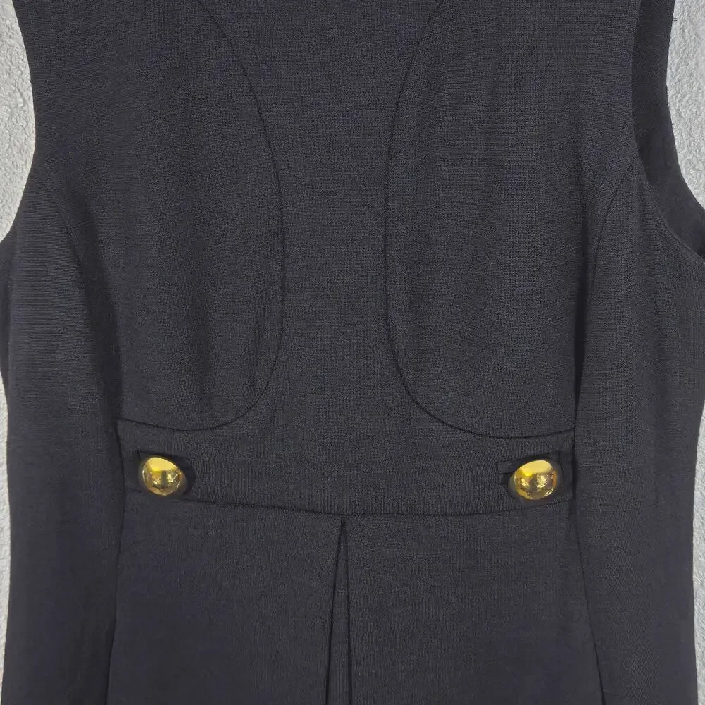 Milly Wool Dress Black Sleeveless Wool Size L Elegant Minimalism - Picture 4 of 10